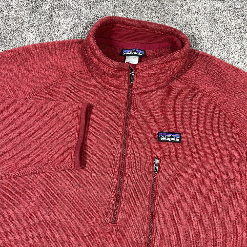 Patagonia Better Sweater Mens XL Red Pullover 1/4 Zip Mock Neck Tight-Knit